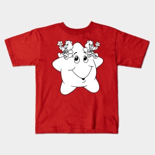 twin care bears sitting on a star Kids T-Shirt